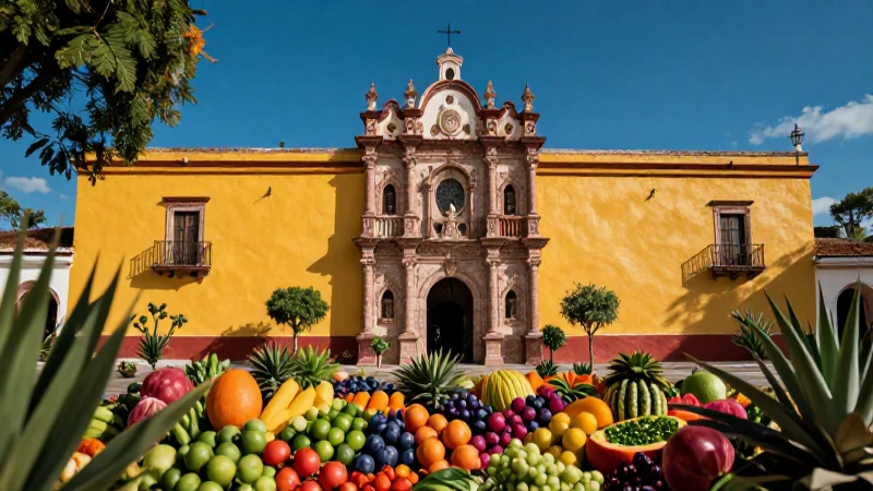 Paisaje mexicano vibrante con estilo moderno