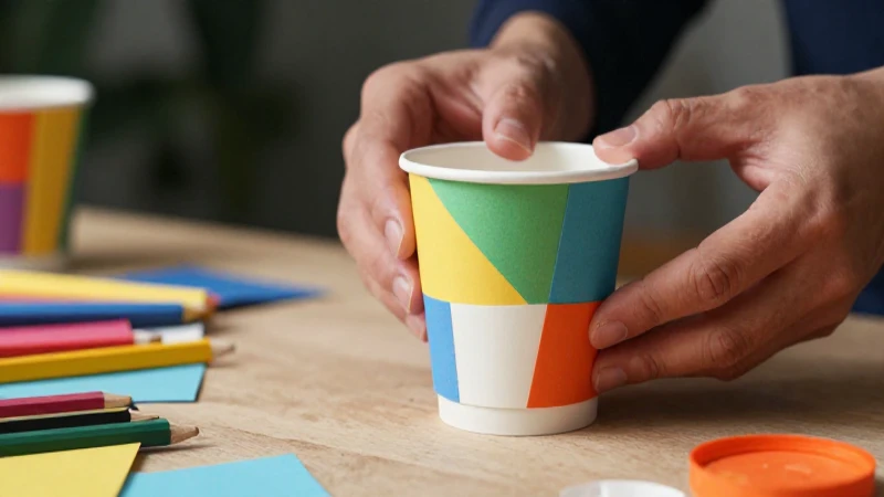Proyecto científico: Qué es y cómo hacer un vaso de papel 5 Cerca: manos crean taza de papel color vibrante