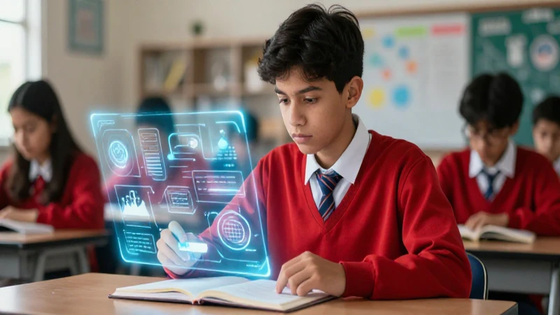Prueba T Mineduc: Guía Completa para Graduandos 2024 6 Estudiante mexicano apasionado con interfaz holográfica