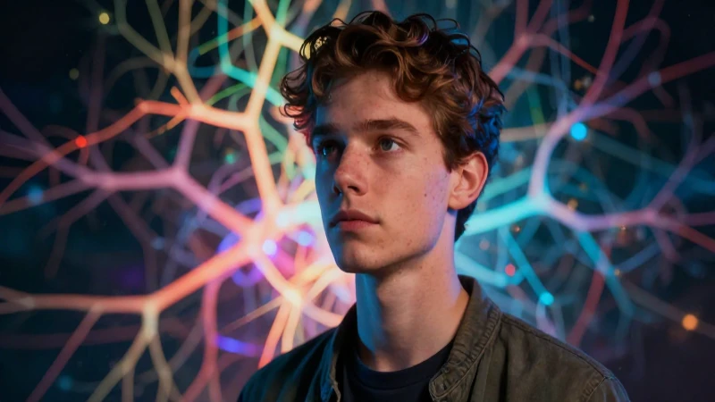 Joven atractivo con vías neuronales vibrantes