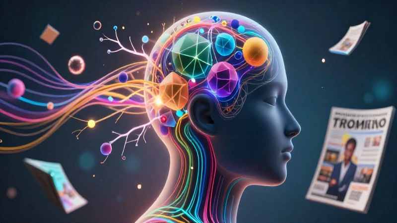 Silueta cerebral con caminos neurales en formas geométricas