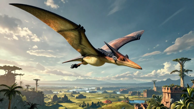 Pterodáctilos: Definición, características y concepto clave 3 Pterodáctilo sobrevuela mundo prehistórico dinámico