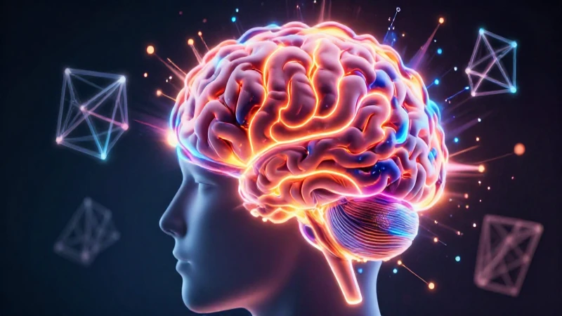 Cerebro futurista con energía neón vibrante