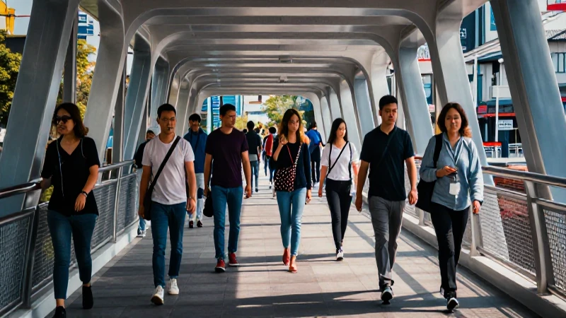 Puente peatonal: definición, estructura y conceptos claves 7 Puente moderno con gente en ciudad vibrante