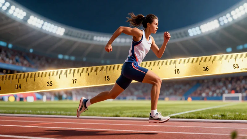 Pulgada: Definición, historia y su medida en el deporte 4 Atleta corriendo con medición dorada