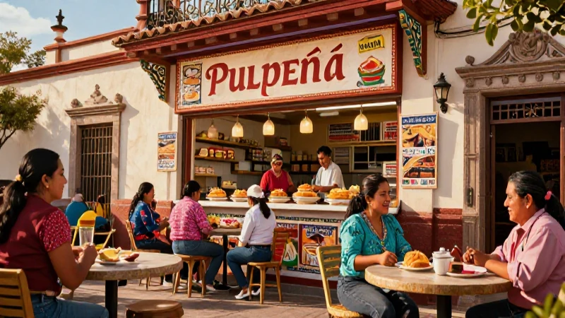 Pulpería: Definición, concepto y su importancia cultural 4 Vibrante pulpería mexicana en estilo cinematográfico