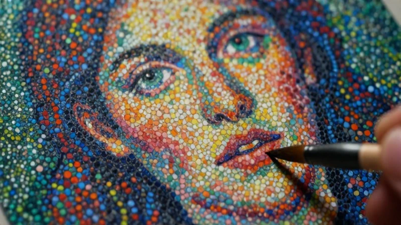Primer plano artístico de puntillismo vibrante