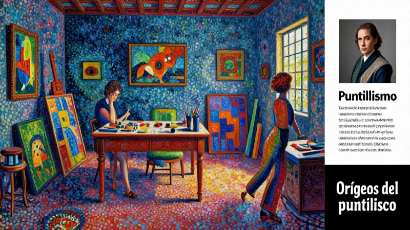 Pintura puntillista detallada en estudio mexicano