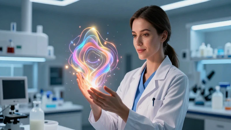 Investigadora médica avanzada con concepto abstracto de salud