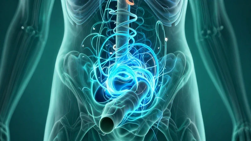 Ilustración médica estilizada de limpieza interna con energía azul