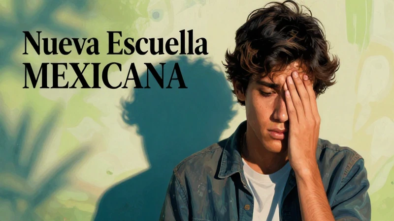 Retrato realista de ansiedad con estética educativa
