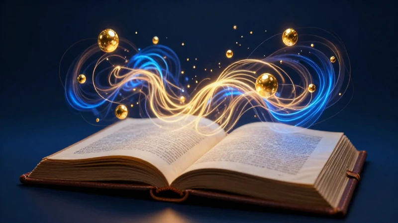 Libro antiguo con ondas cuánticas de energía