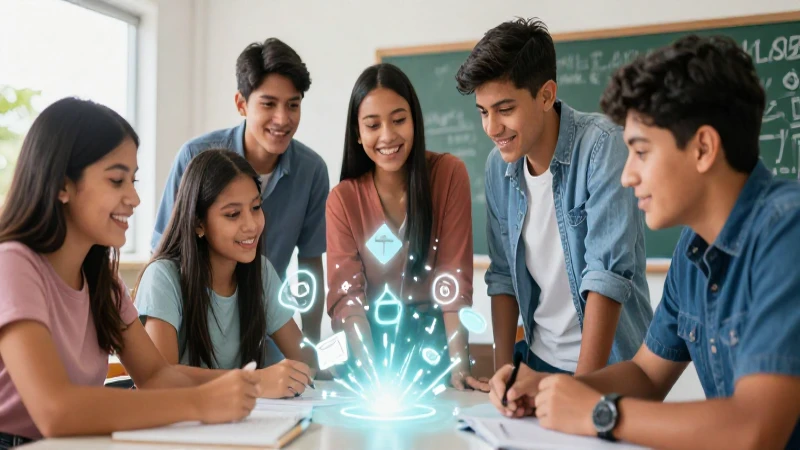 Estudiantes mexicanos colaboran en un entorno vibrante
