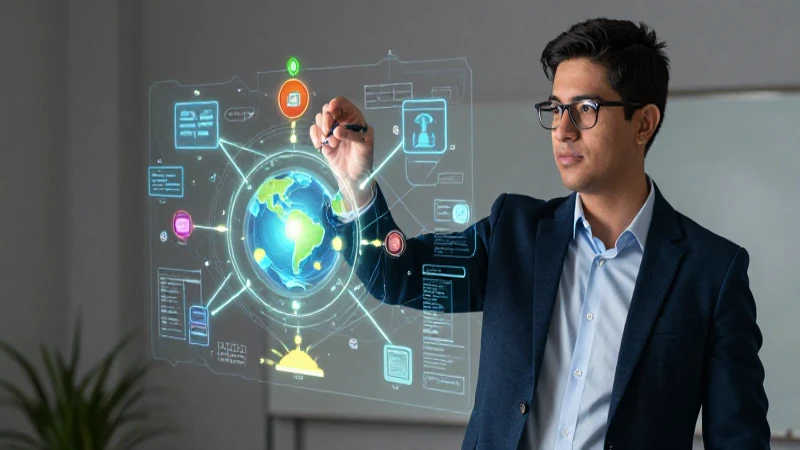 Docente mexicana interactúa con un sistema brillante