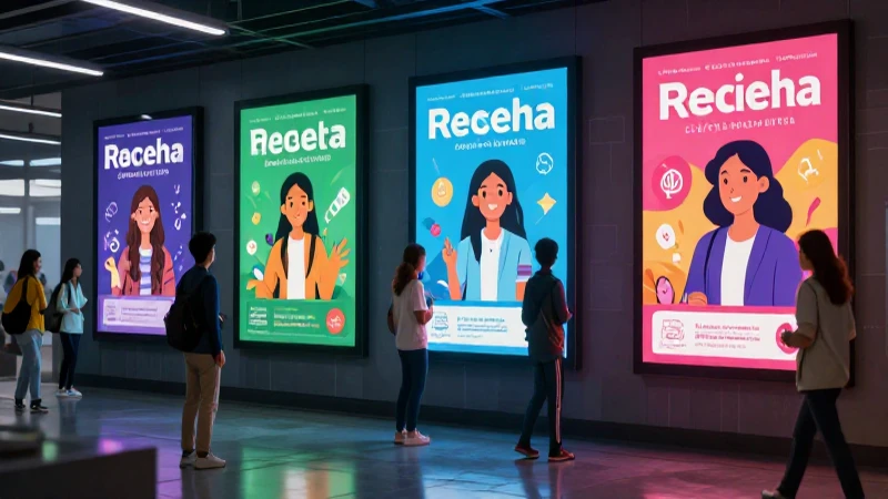 Qué es un anuncio publicitario y sus características 6 Estudiantes interactúan con anuncios digitales vibrantes