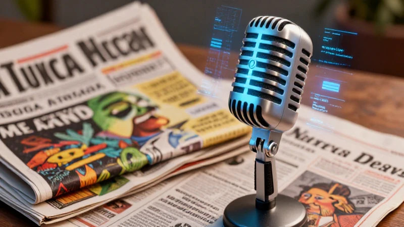 Qué es un anuncio publicitario y sus características 3 Micrófono retro con datos y noticias