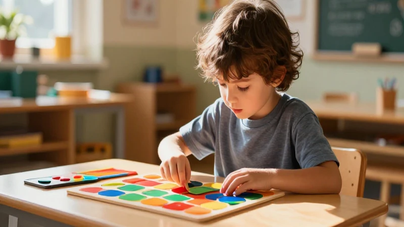 María Montessori y su legado revolucionario en la educación: Conoce más 3 Niño concentrado con material Montessori en luz natural