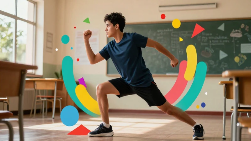 Qué es la aptitud física: definición, importancia y concepto 3 Joven atlético en aula educativa moderna