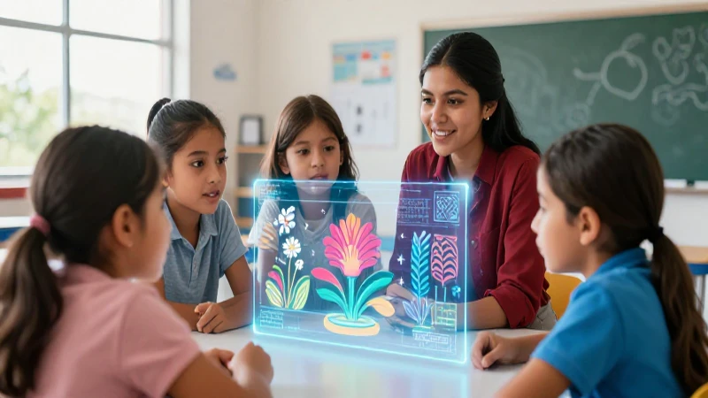 Elija los mejores recursos educativos para la Nueva Escuela Mexicana 3 Estudiantes mexicanos aprenden con interfaz holográfica vibrante