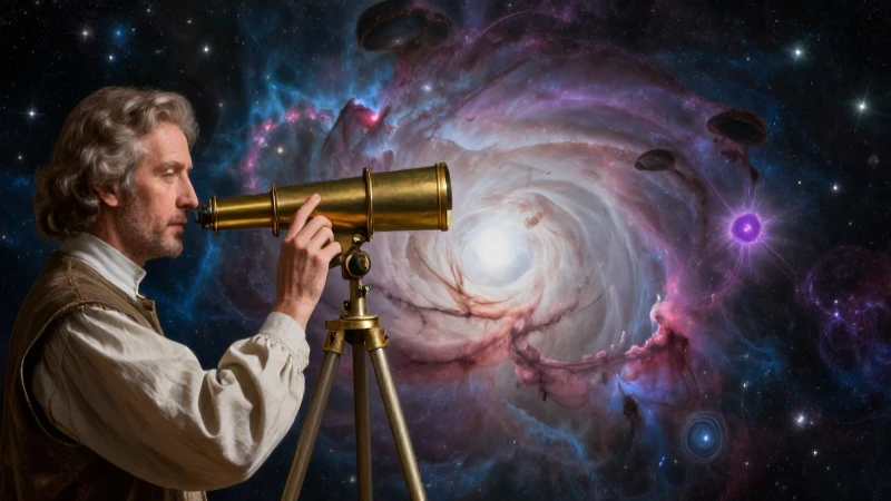 Astrónomos observando una nebulosa brillante