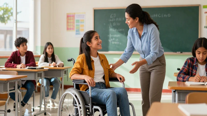 Estudiante con discapacidad y apoyo en México