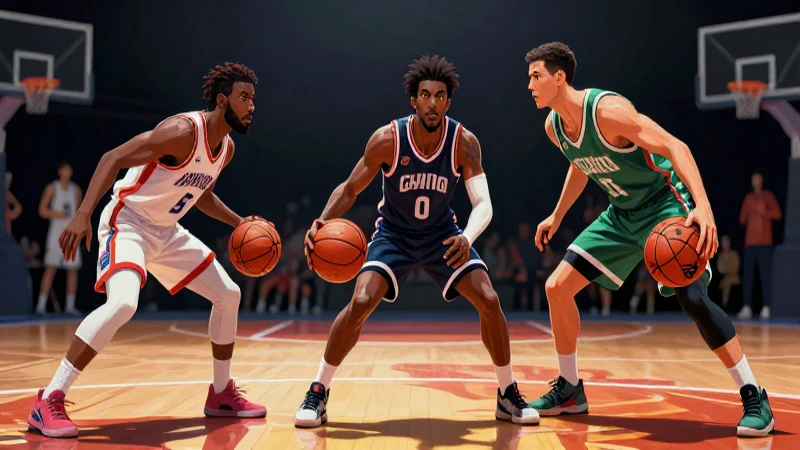 Ilustración profesional de baloncesto vibrante y detallada