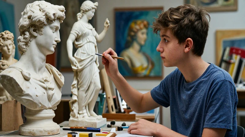 Estudiante analiza arte clásico y moderno