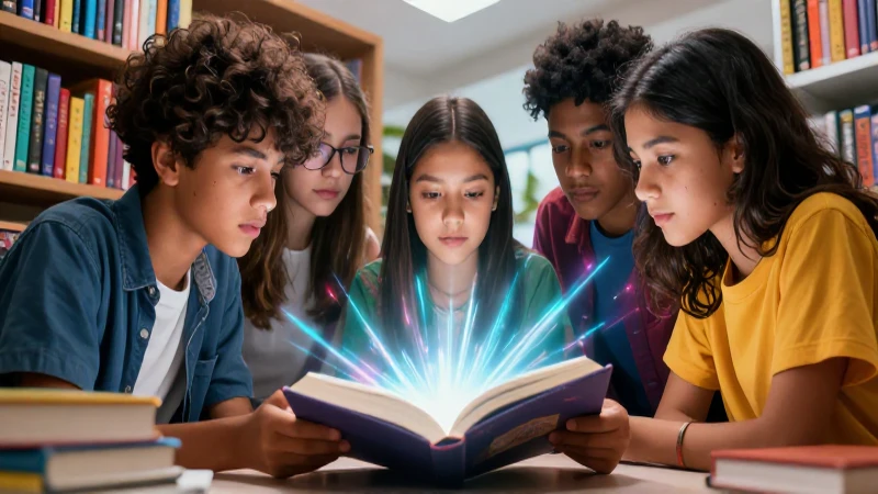 Acelera el aprendizaje adolescente con literatura juvenil SEP 4 Jóvenes leen literatura mexicana en un ambiente moderno