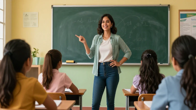 Maestra mexicana líder con ambiente de aprendizaje vibrante