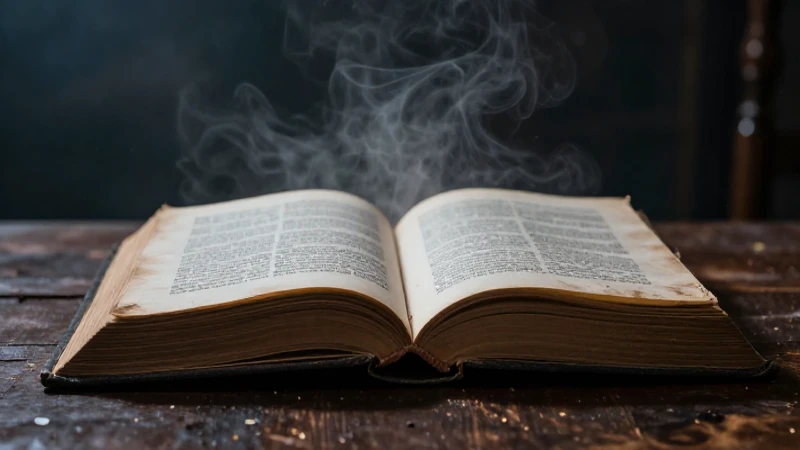 Libro misterioso con ambientación dramática intensa