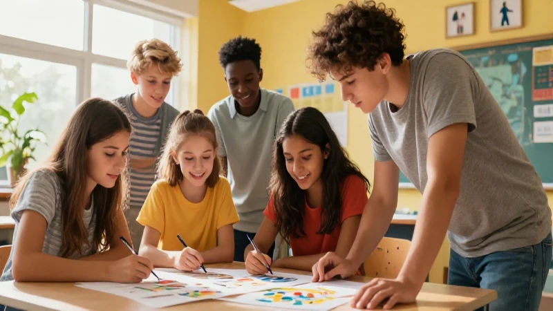 Los beneficios del aprendizaje activo en la educación 5 Estudiantes colaboran en proyecto creativo moderno