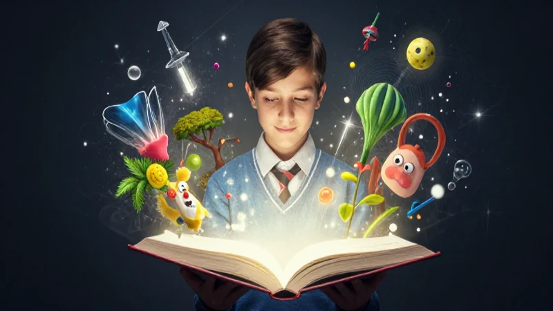 Estudiante inmersos en un libro mágico