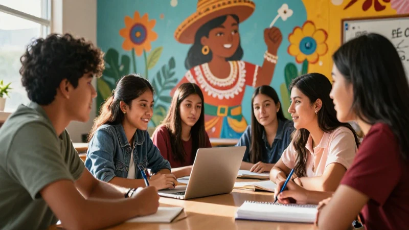 Colaboración estudiantil mexicana, vibrante y moderna