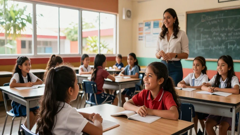 ¡Transforma la educación con los beneficios de la escuela nueva! 6 Estudiantes felices en aula moderna mexicana
