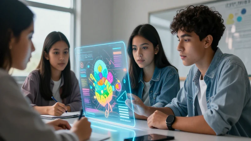 Estudiante mexicano colaborando en aprendizaje moderno