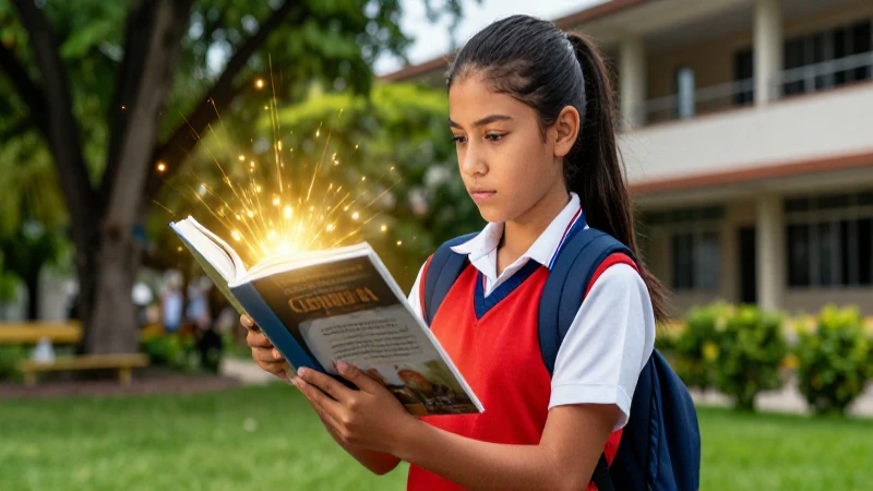 ¡Revélate ante los cambios educativos de la Nueva Escuela Mexicana! 4 Estudiante mexicano brillante con libro iluminado