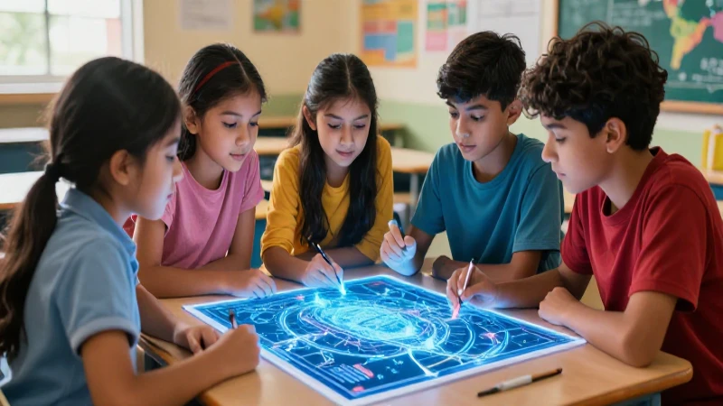 Clase mexicana colaborativa con luz vibrante