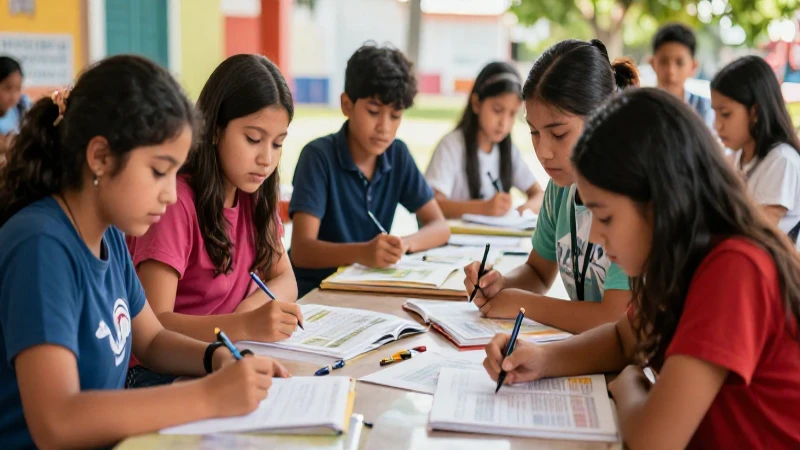 Nueva Escuela Mexicana: Cambios en métodos de enseñanza y evaluación 4 Estudiantes mexicanos colaboran en un aprendizaje dinámico