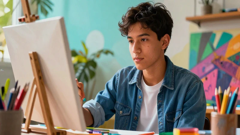 Transformación revolucionaria en la educación de arte y diseño: la nueva escuela mexicana 4 Retrato vibrante de estudiante mexicano con estilo artístico