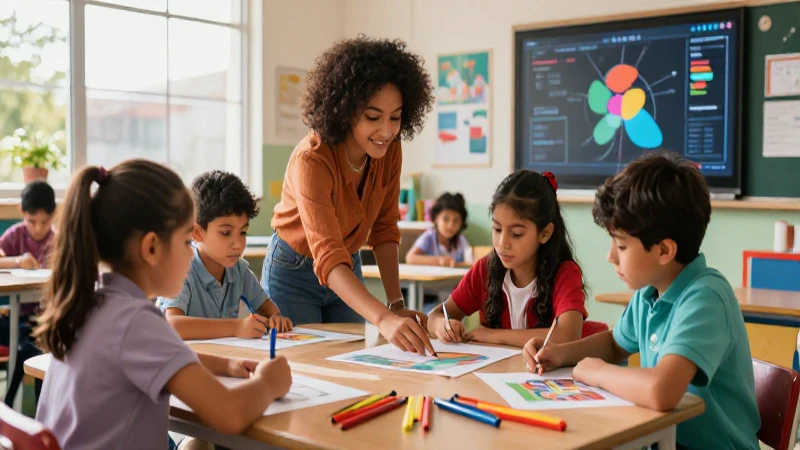 La Nueva Escuela Mexicana: La revolución educativa única 5 Aula mexicana vibrante con niños colaborando