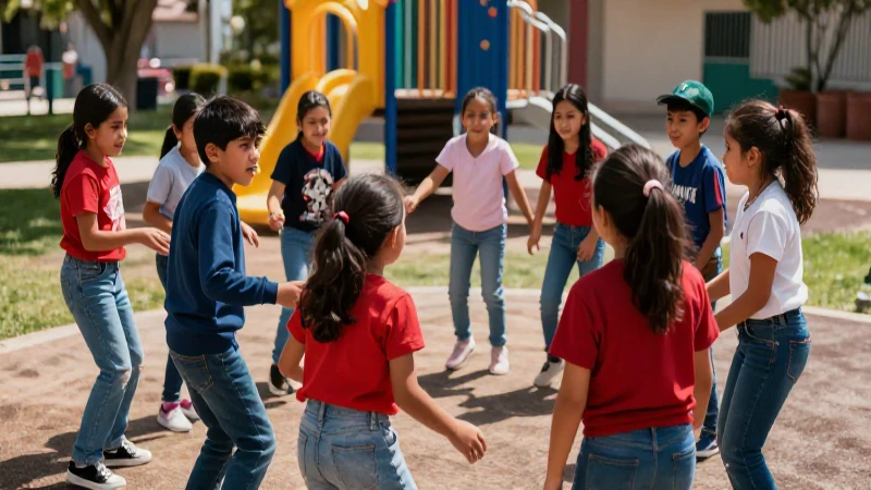 Juegos cooperativos en educación física: descubre la Nueva Escuela Mexicana 4 Niños mexicanos juegan dinámicamente al aire libre