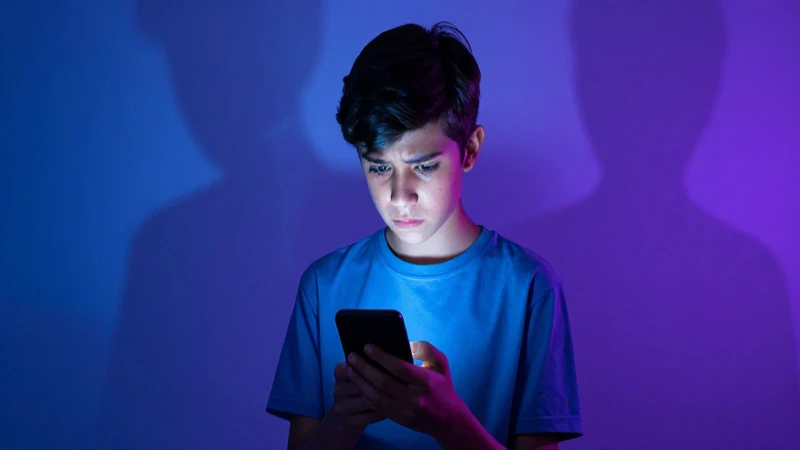Qué es el ciberbullying Definición y concepto clave 3 Adolescente preocupada con luz digital y sombras