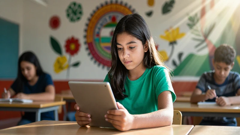 Aprende educación artística digital en la nueva escuela mexicana 3 Estudiante digital en moderno aula mexicana