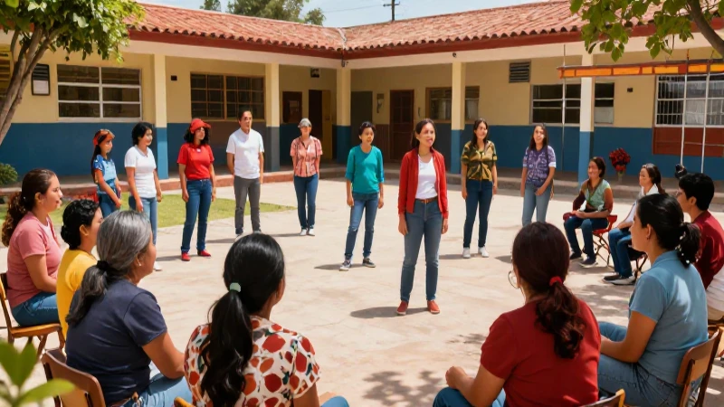 Qué es una comunidad: definición y conceptos clave 4 Ilustración realista de una comunidad mexicana en la escuela