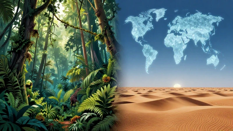 Bosque vibrante y mapa global en contraste