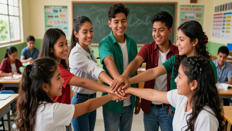 Diversos alumnos mexicanos unidos en armonía