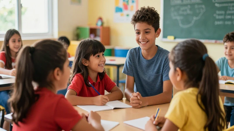 Niños diversos aprendiendo felices y colaborando