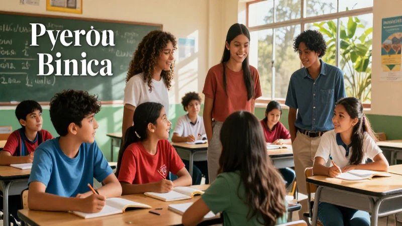 Jóvenes estudiantes colaboran en aula moderna