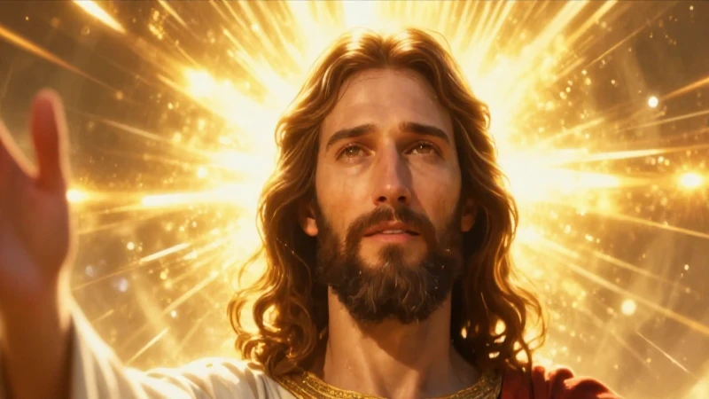 Jesús resplandece en luz dorada con fuerza dramática