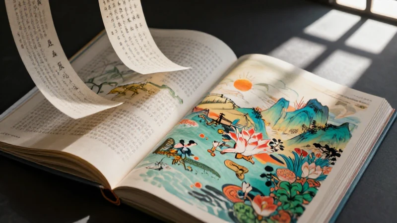 Arte oriental detallado en libro clásico moderno
